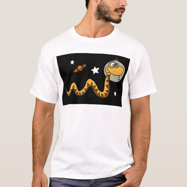 XX Astronauten-Schlangen-Cartoon T-Shirt (Vorderseite)