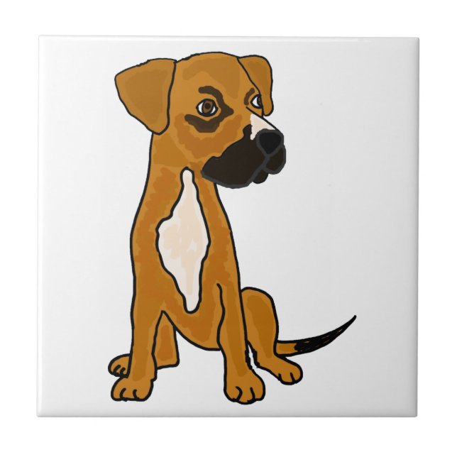 XX Boxer-Mischungs-Rettungs-Hundewelpen-Cartoon Fliese (Vorderseite)