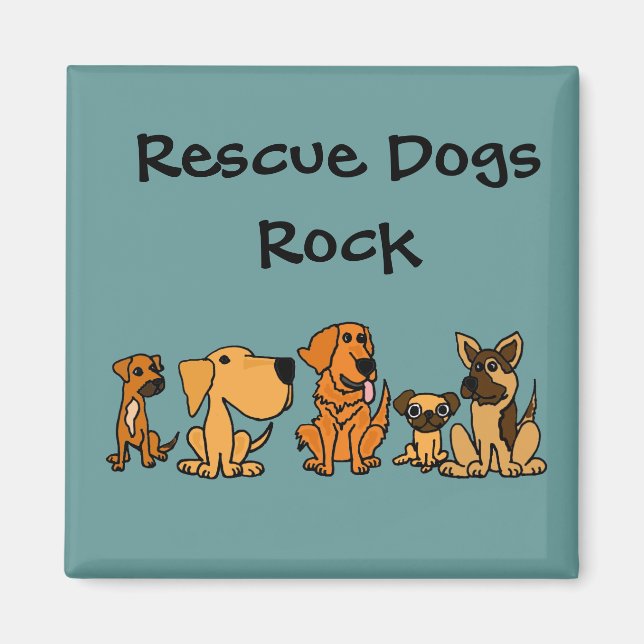 XX - Cartoon der Funny Rescue Dogs Group Magnet (Vorne)