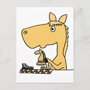 XX - Cartoon für Pferde mit Schach Postkarte