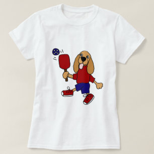 XX Cockerspaniel, der Pickleball Cartoon spielt T-Shirt