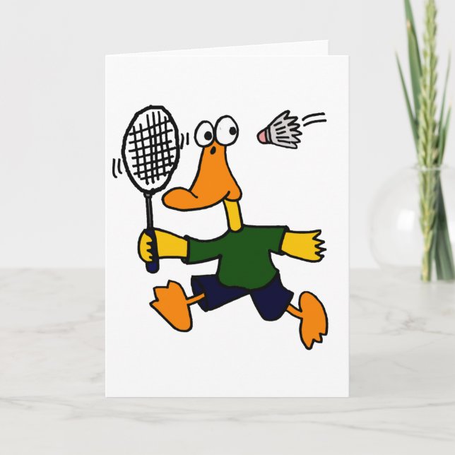 XX - Duck Playing Badminton Cartoon Karte (Vorderseite)