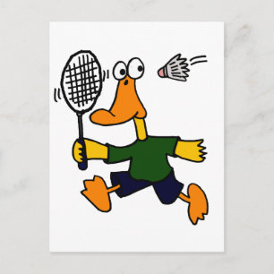 XX - Duck Playing Badminton Cartoon Postkarte