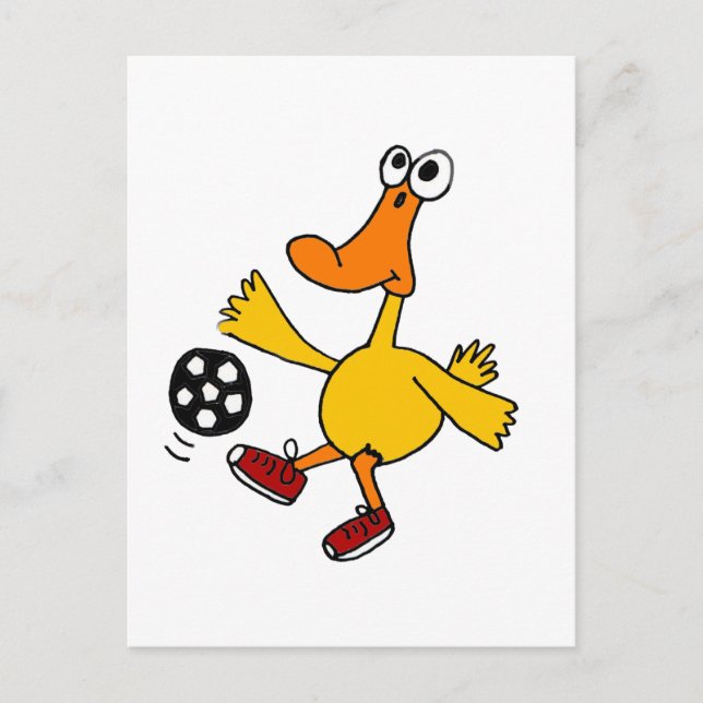 XX - Duck Playing Soccer Cartoon Postkarte (Vorderseite)
