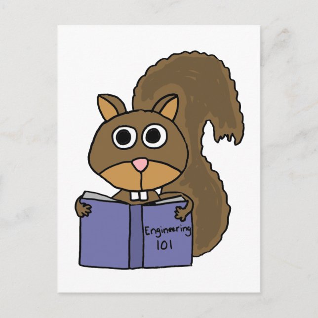 XX. Eichhörnchen Buchleser Cartoon Postkarte (Vorderseite)
