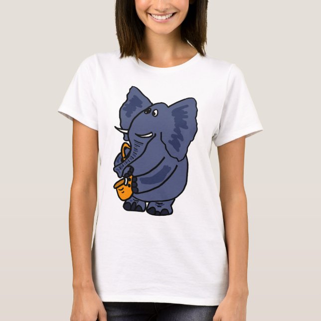 XX Elefant, der Saxophon spielt T-Shirt (Vorderseite)