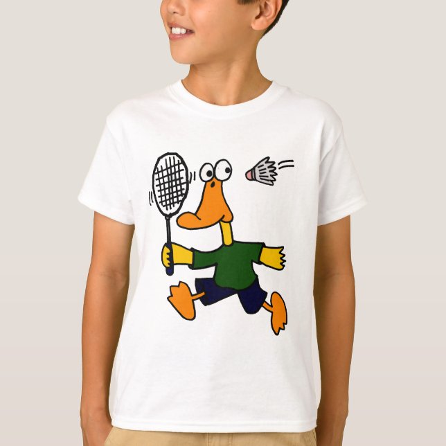 XX Ente, die Badminton-Cartoon spielt T-Shirt (Vorderseite)