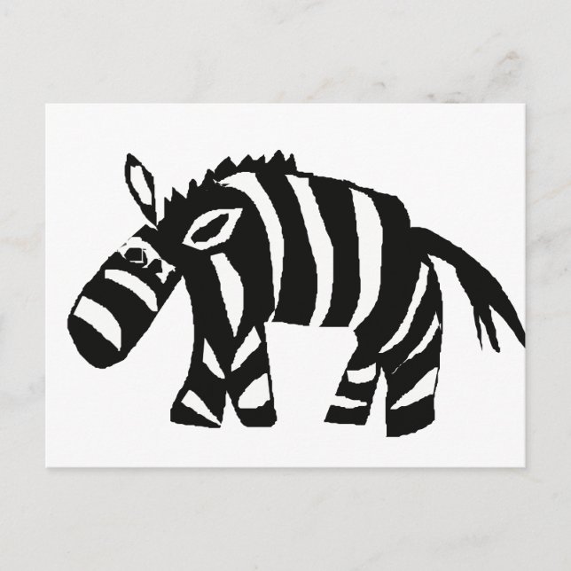 XX - Funky Primitive Art Zebra Postkarte (Vorderseite)