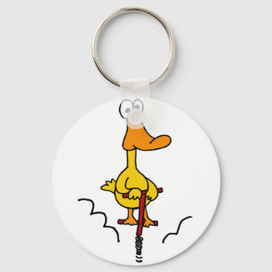 XX - Funny Duck on Pogo Stick Schlüsselanhänger