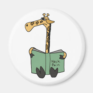 XX - Funny Giraffe Reading Neck Pain Book Cartoon Magnet