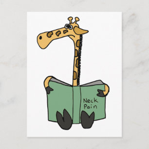 XX - Funny Giraffe Reading Neck Pain Book Cartoon Postkarte