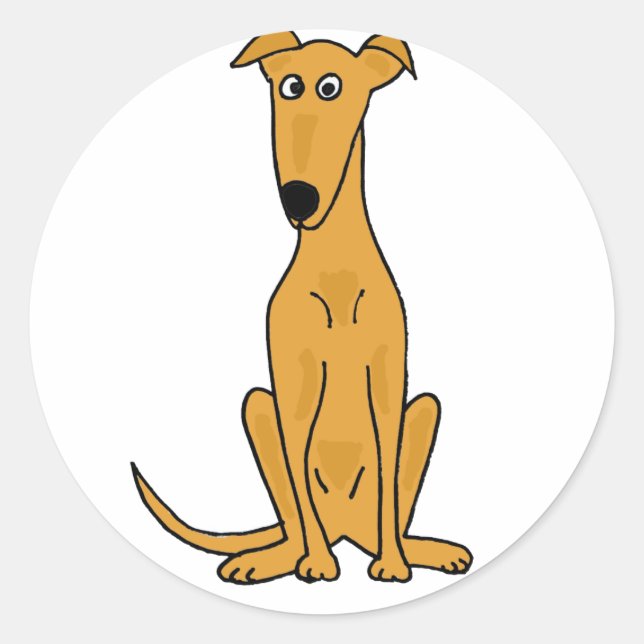 XX - Funny Greyhound Dog Cartoon Runder Aufkleber (Vorderseite)