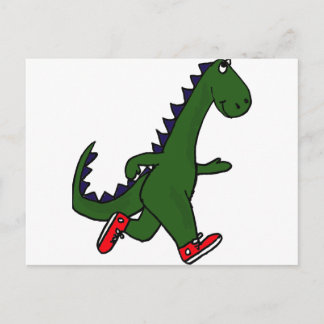 XX - Funny Joggen Dinosaurier mit Red Sneakers Postkarte
