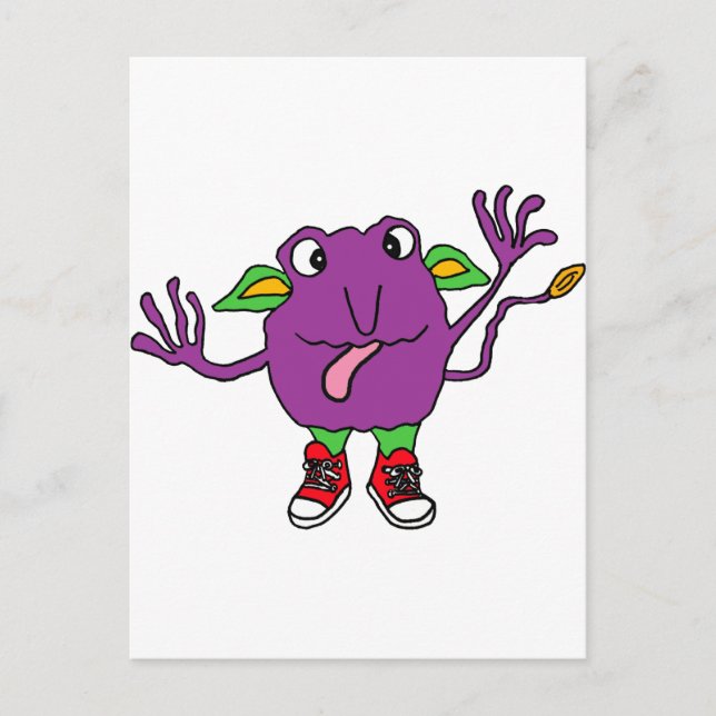 XX. Funny Lila Tickle Monster Postkarte (Vorderseite)