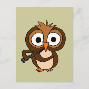 XX - Funny Owl Playing Klarinette Postkarte