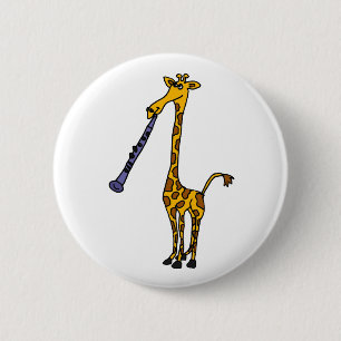 XX Giraffe, die den Clarinet spielt Button