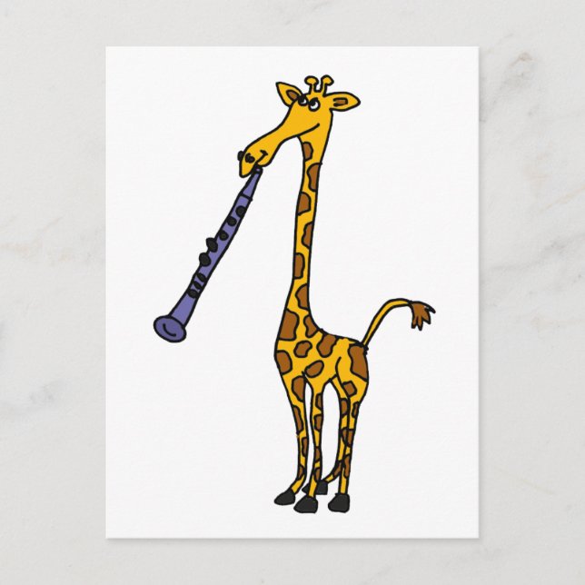 XX Giraffe, die den Clarinet spielt Postkarte (Vorderseite)