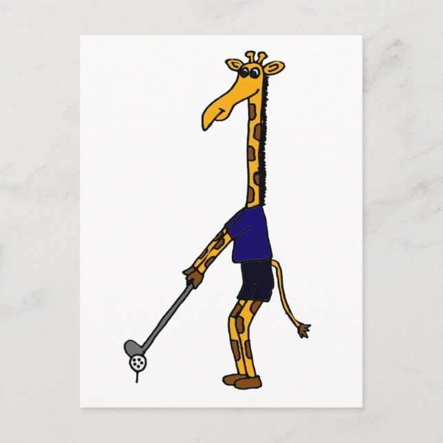 XX - Giraffe Golf spielen Postkarte (Vorderseite)