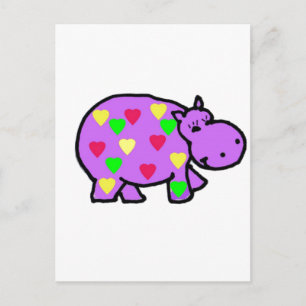 XX - Happy Hippo Hearts Postkarte