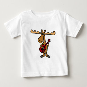 XX lustige Elche, die Gitarren-Cartoon spielen Baby T-shirt