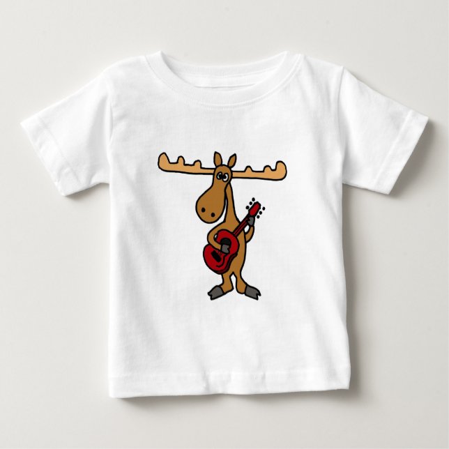 XX lustige Elche, die Gitarren-Cartoon spielen Baby T-shirt (Vorderseite)