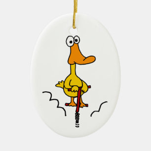 XX lustige Ente auf einem Pogo Stock Keramikornament