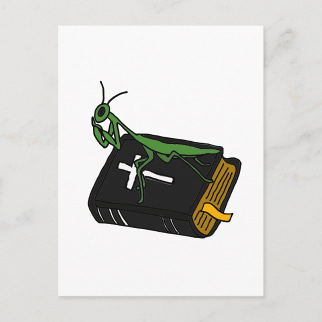 XX- Mantis auf einer Bibel beten Postkarte (Vorderseite)
