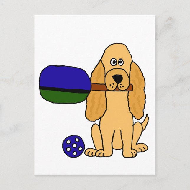XX - Pickleball Cocker Spaniel Cartoon Postkarte (Vorderseite)