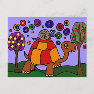 XX - Schneckenfahrt Schildkröten Kunst Postkarte