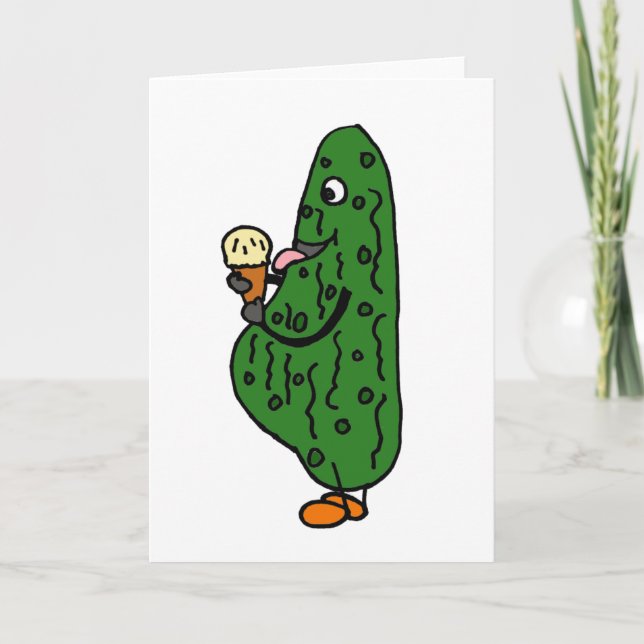 XX - Schwangere Pickle Eating Ice Creme Cartoon Karte (Vorderseite)