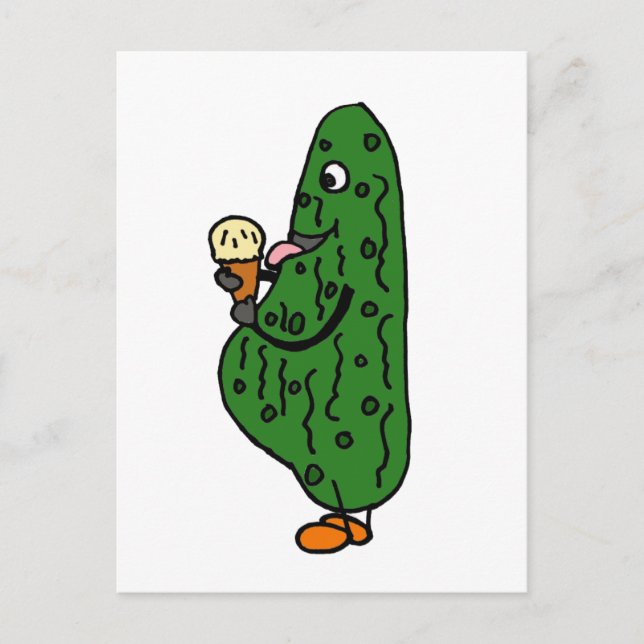 XX - Schwangere Pickle Eating Ice Creme Cartoon Postkarte (Vorderseite)