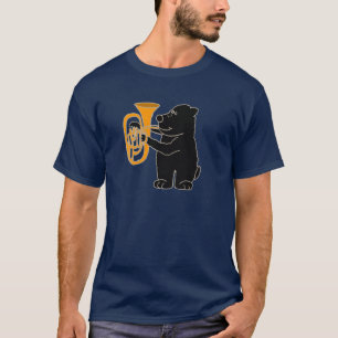 XX schwarzer Bär, der Tuba spielt T-Shirt