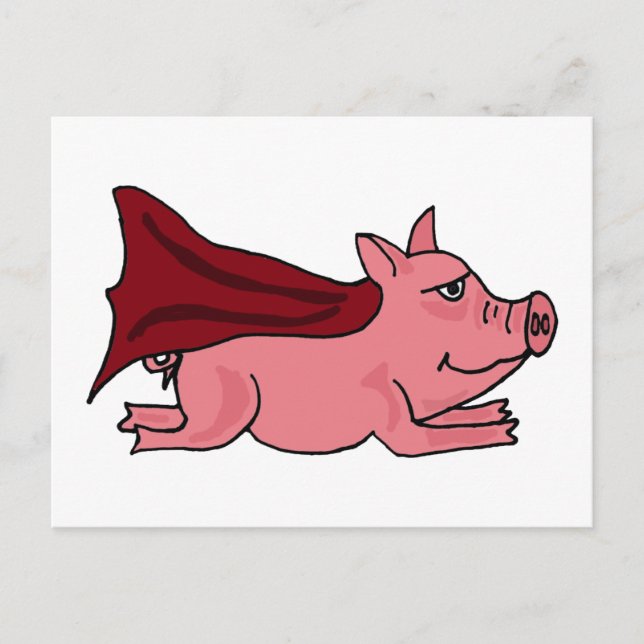 XX - Super Pig Cartoon fliegen Postkarte (Vorderseite)