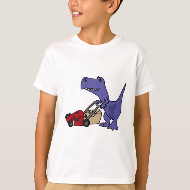 XX T-rex Dinosaurier, der Rasenmäher drückt T-Shirt (Vorderseite)