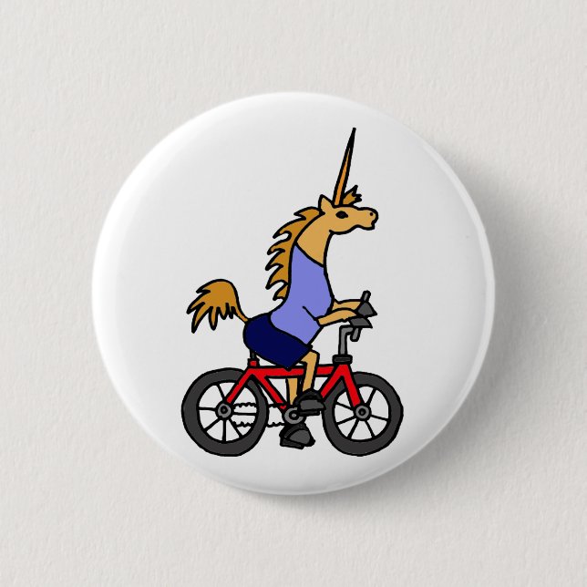 XX Unicorn-Reitfahrrad-Cartoon Button (Vorderseite)