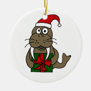 XX Weihnachtswalross-Cartoon Keramik Ornament