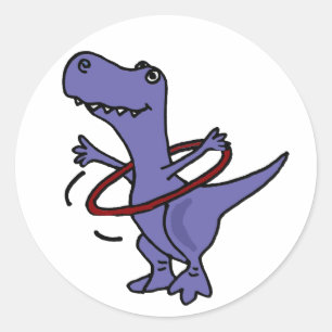 XX- Witziges T-rex Dinosaurier mit Hula Hoop Runder Aufkleber