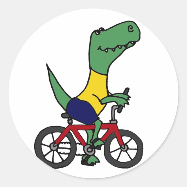 XX- Witziges T-rex Dinosaurier Reiten Fahrrad Runder Aufkleber (Vorderseite)