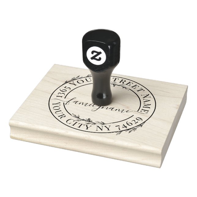 XXL Botanical Script Modern Round Return Address Gummistempel (Stempel)