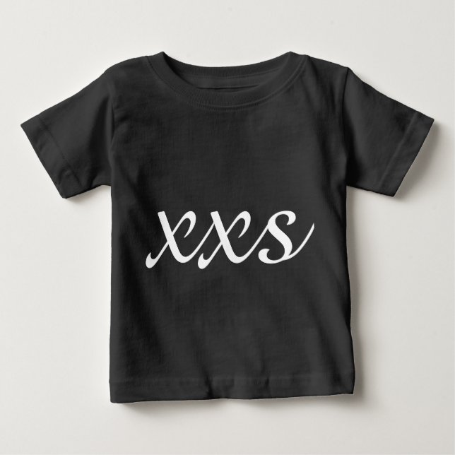 XXS Extra Kleiner Text Schwarz/Weiß Baby T-shirt (Vorderseite)