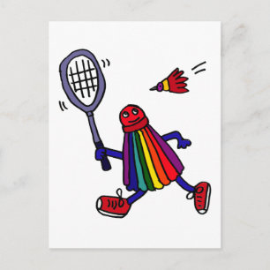 XY - Funny Badminton Birdie Cartoon Postkarte