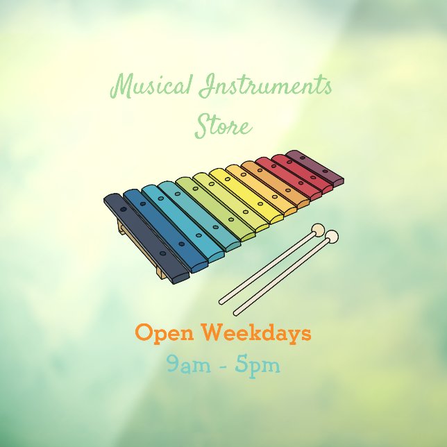 Xylophon-Cartoon-Abbildung Fensteraufkleber (Blatt 3)