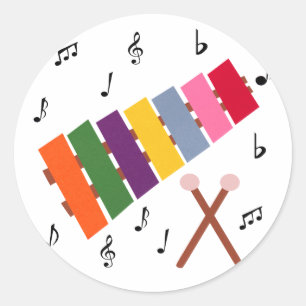 Xylophone Multicolore Musikanlage Cartoon Runder Aufkleber