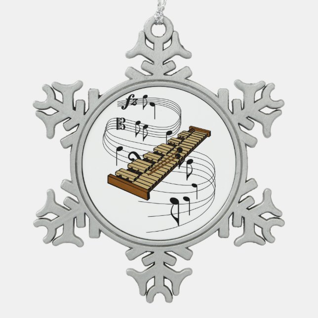 Xylophone Schneeflocken Zinn-Ornament (Vorderseite)