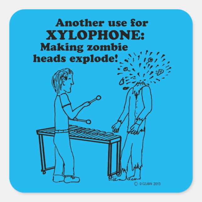 Xylophone Zombie Explode Square Sticker (Vorderseite)