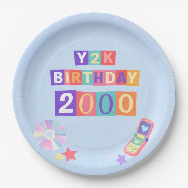 Y2K 2000er-Trend-Geburtstagsserviette Pappteller (Vorderseite)