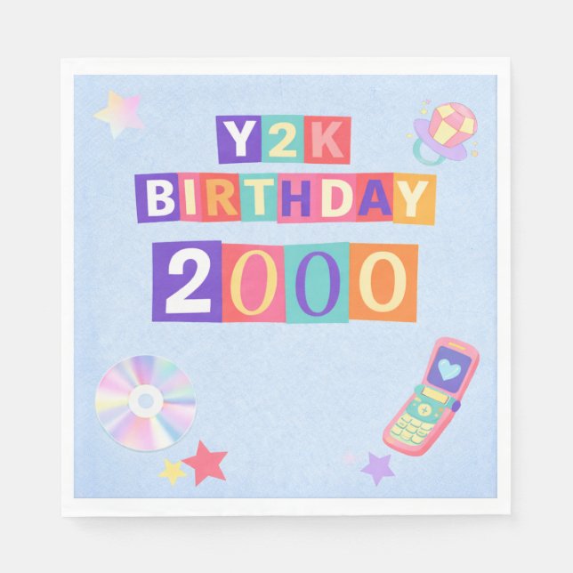 Y2K 2000's Trendy Birthday Party Napkin Serviette (Vorderseite)