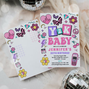 Y2K 90s Disco 30. Geburtstags-Party Einladung