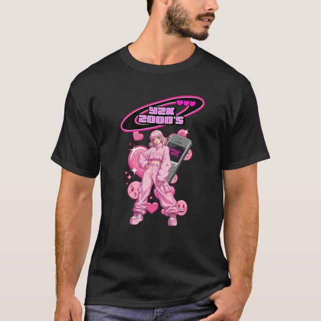 Y2K Anime Dream: Nostalgia T-Shirt rosa Edition 20 (Vorderseite)