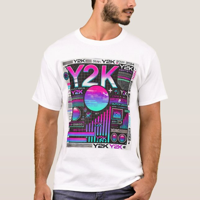 Y2K Ästhetische Retro Tech Men's T - Shirt - Neon  (Vorderseite)